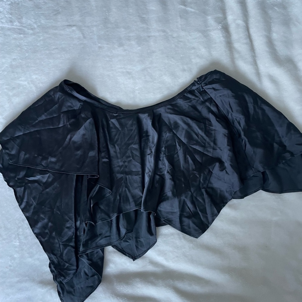 Lioness Turlington Satin Asymmetrical Black Skirt